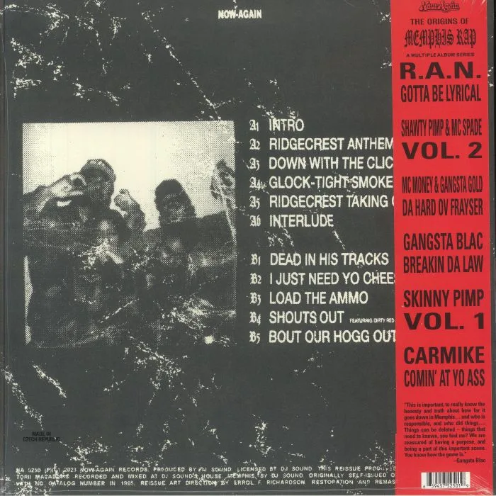 Back cover — MC MONEY / GANGSTA GOLD — Da Hard Ov Frayser (reissue)