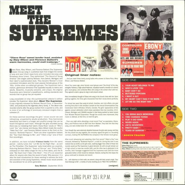 Обратная сторона обложки — SUPREMES — Meet The Supremes (reissue)