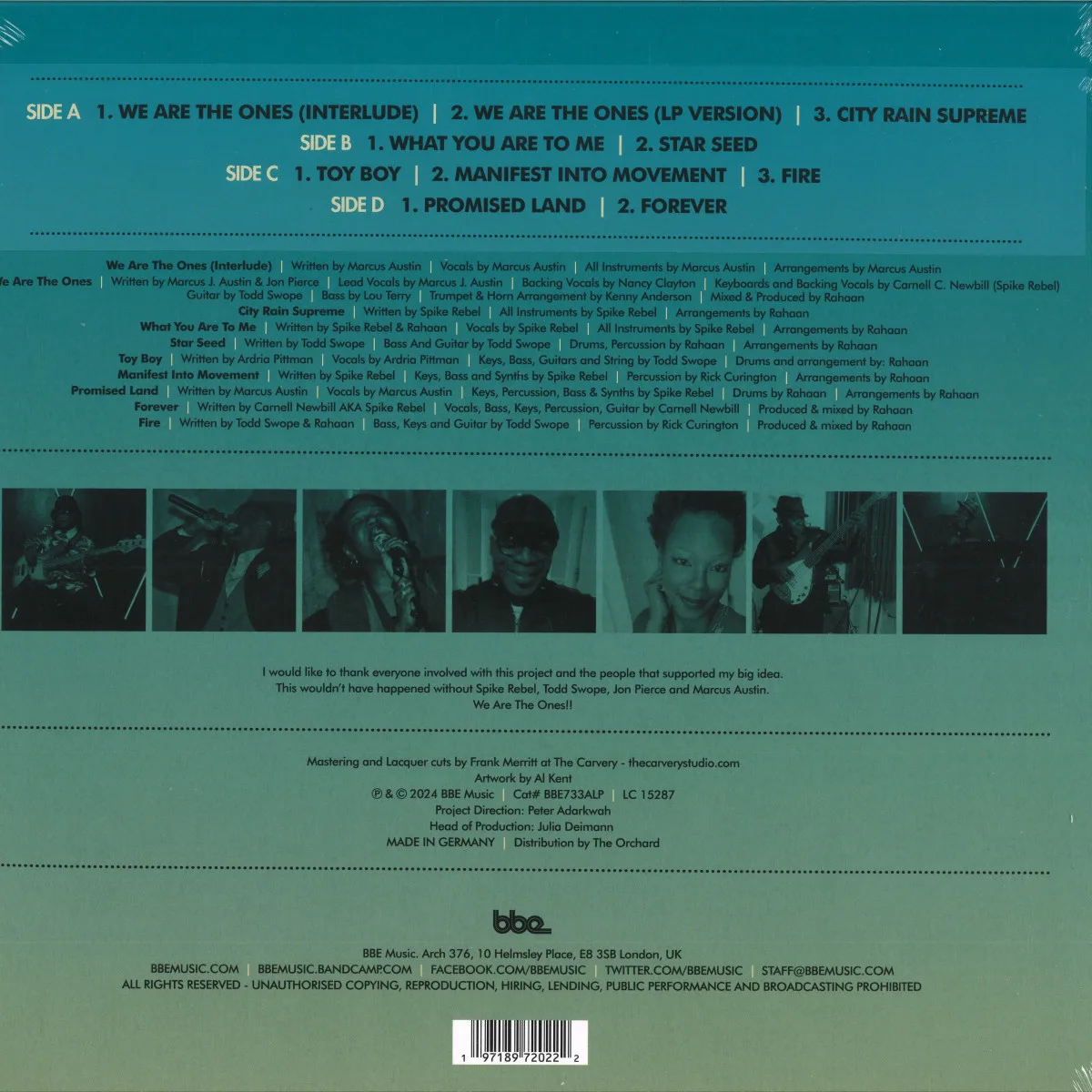 Back cover — Rahaan — The Ones LP 2x12"