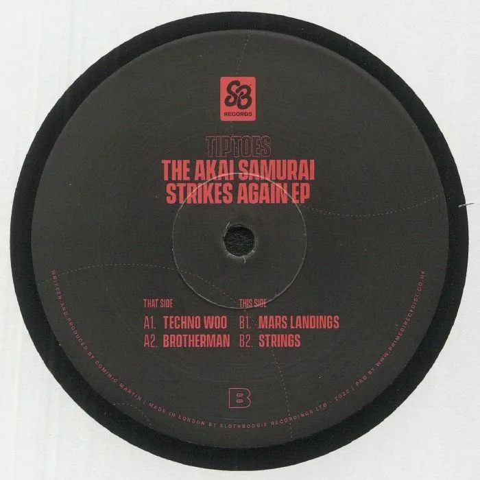 Обратная сторона обложки — TIPTOES — The Akai Samurai Strikes Again EP