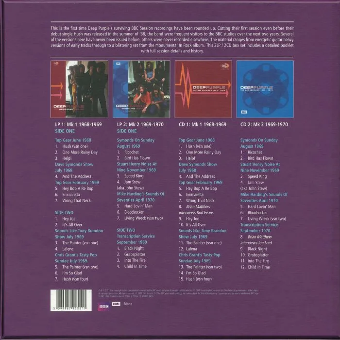 Back cover — DEEP PURPLE — BBC Sessions 68-70