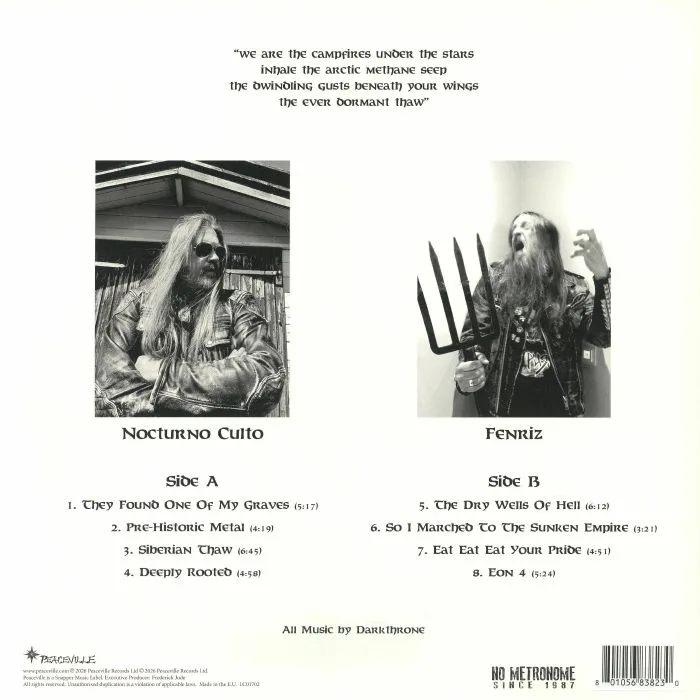 Обратная сторона обложки — DARKTHRONE — Pre Historic Metal