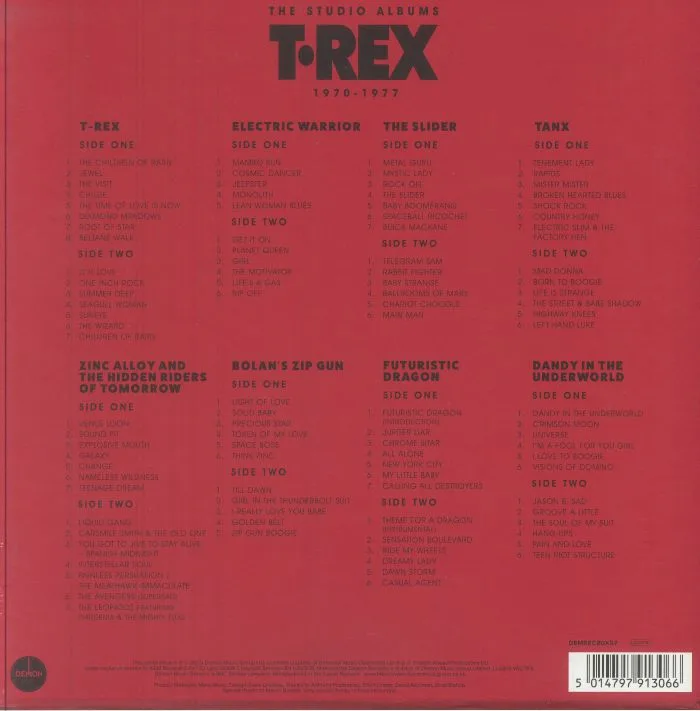 Обратная сторона обложки — T REX — The Studio Albums T Rex 1970-1977