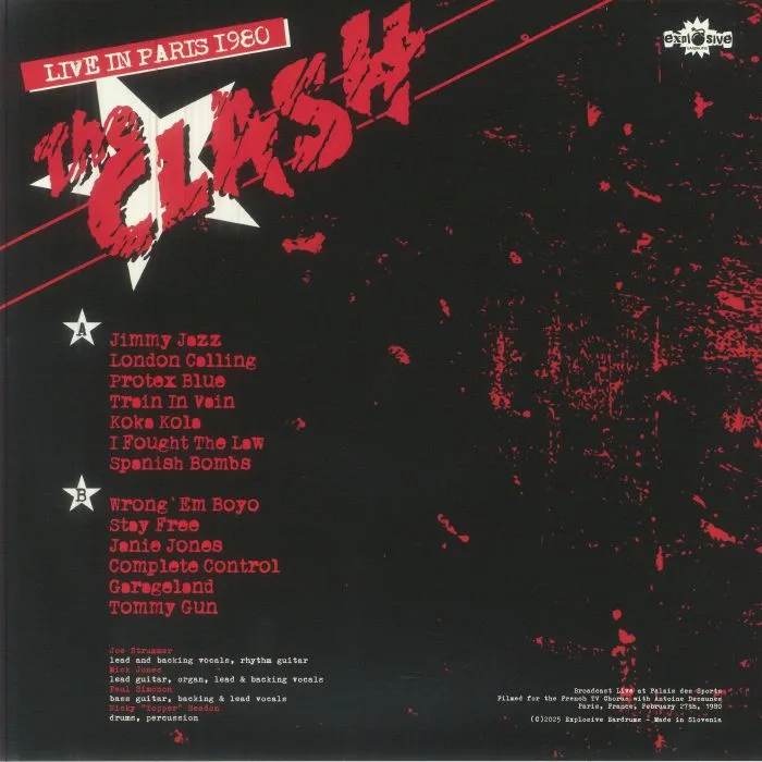 Back cover — The CLASH — Live In Paris 1980