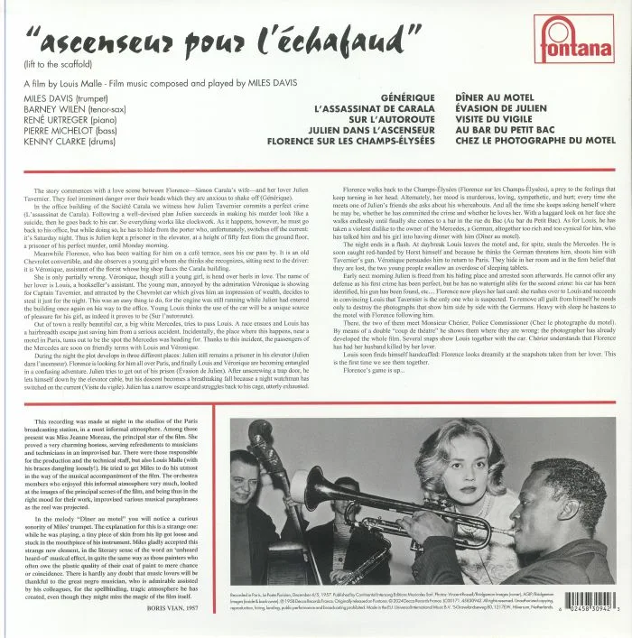 Обратная сторона обложки — Miles DAVIS — Ascenseur Pour L'echafaud (Soundtrack) (reissue)