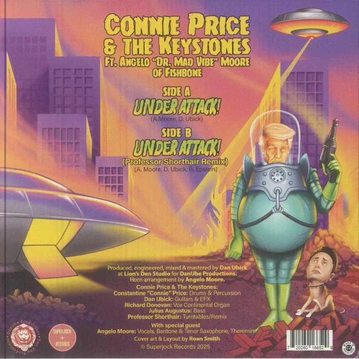 Обратная сторона обложки — Connie & THE KEYSTONES PRICE feat ANGELO MOORE — Under Attack!
