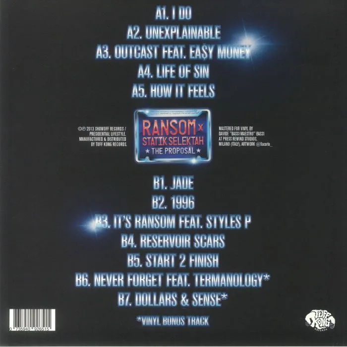 Back cover — RANSOM / STATIK SELEKTAH — The Proposal