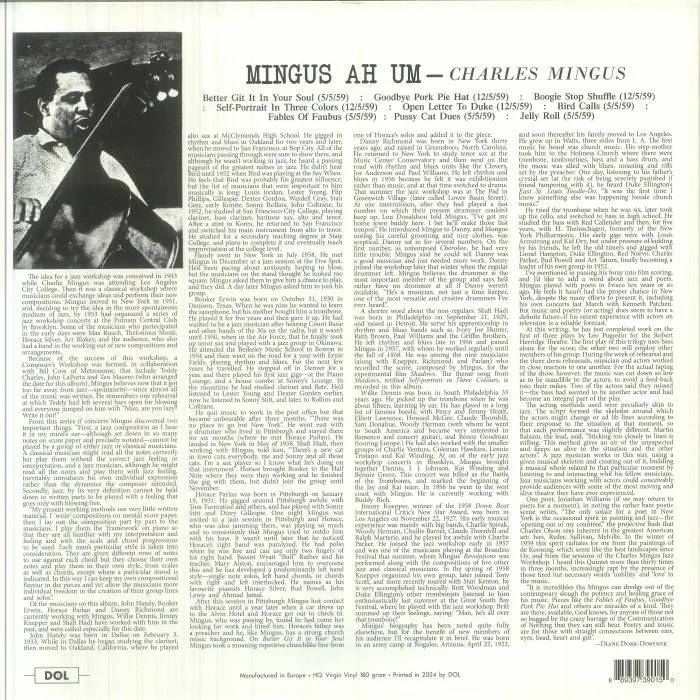 Back cover — Charles MINGUS — Mingus Ah Um