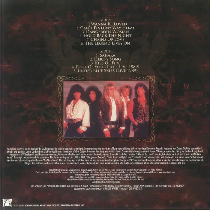 Back cover — HOUSE OF LORDS — Anthology