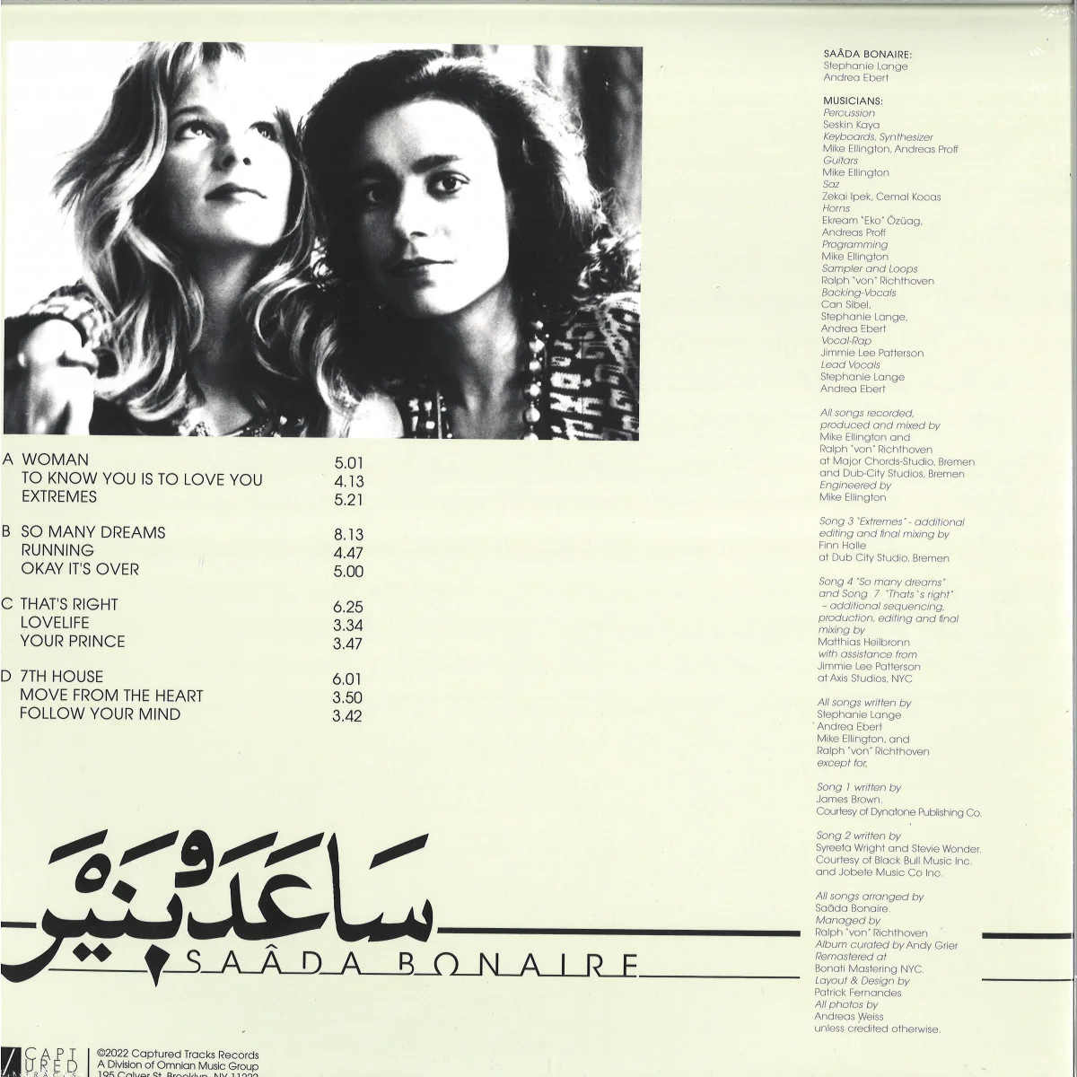 Back cover — Saada Bonaire — 1992 LP 2x12"