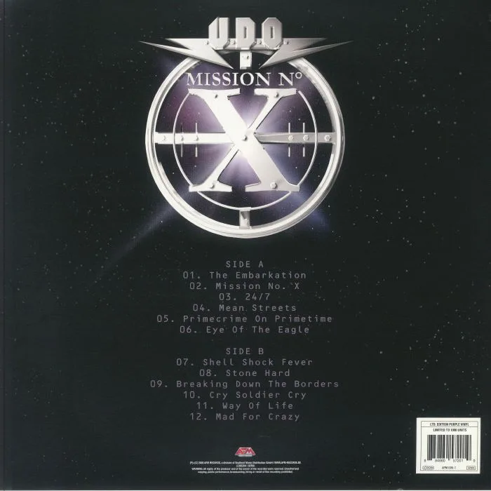 Back cover — UDO — Mission No X