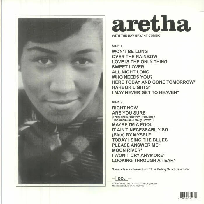 Back cover — Aretha FRANKLIN with THE RAY BRYANT COMBO — Aretha (reissue)