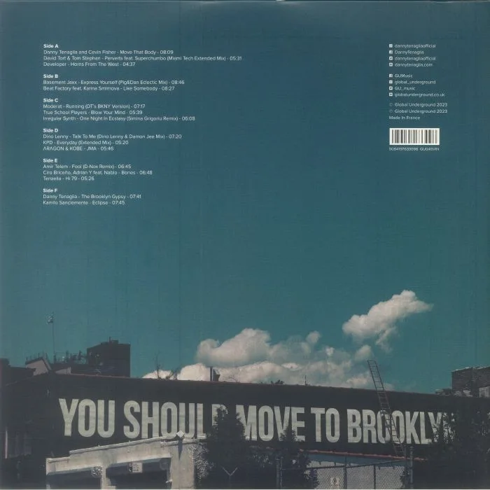 Back cover — Danny TENAGLIA / VARIOUS — Global Underground 45: Brooklyn (#GU45)