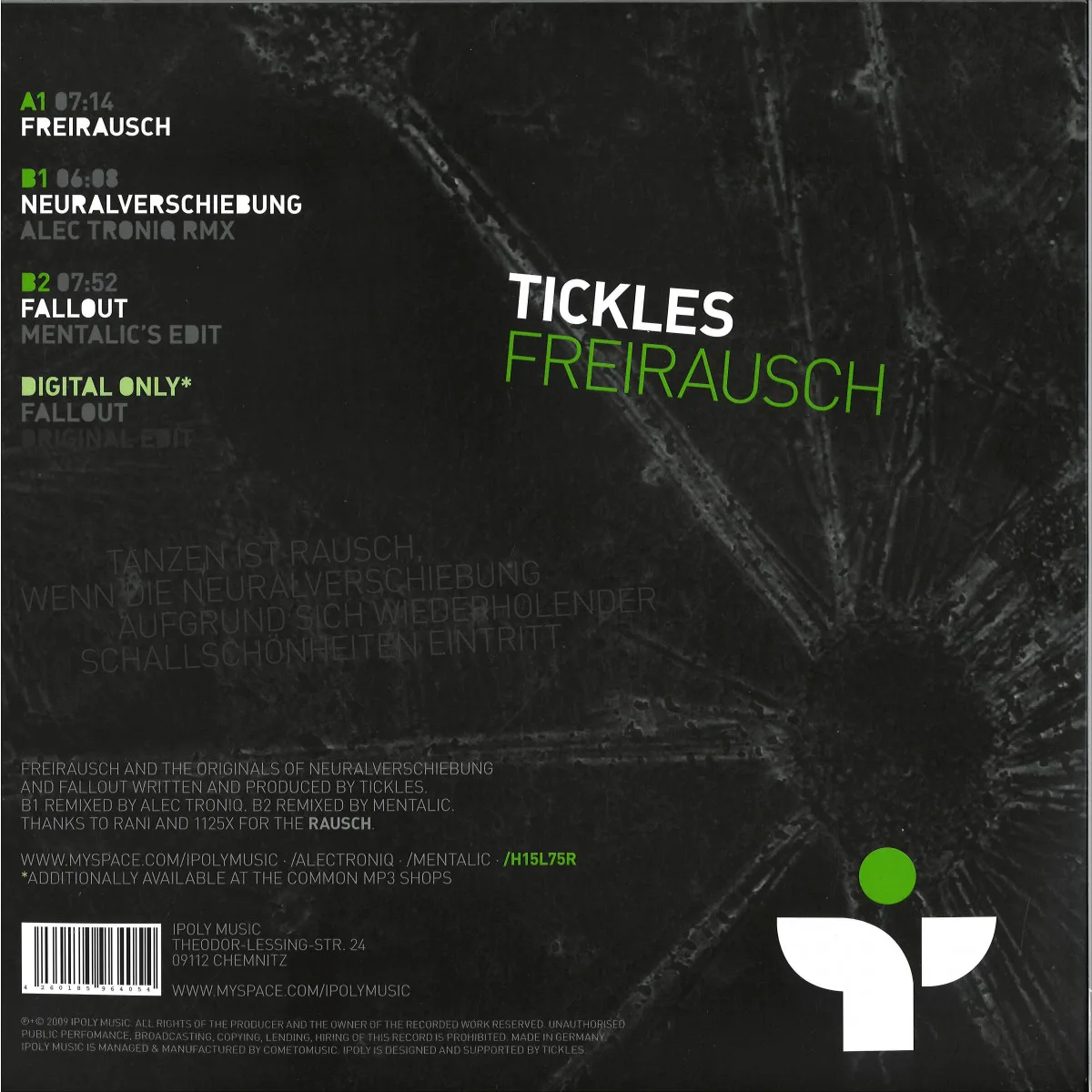 Back cover — Tickles — Freirausch