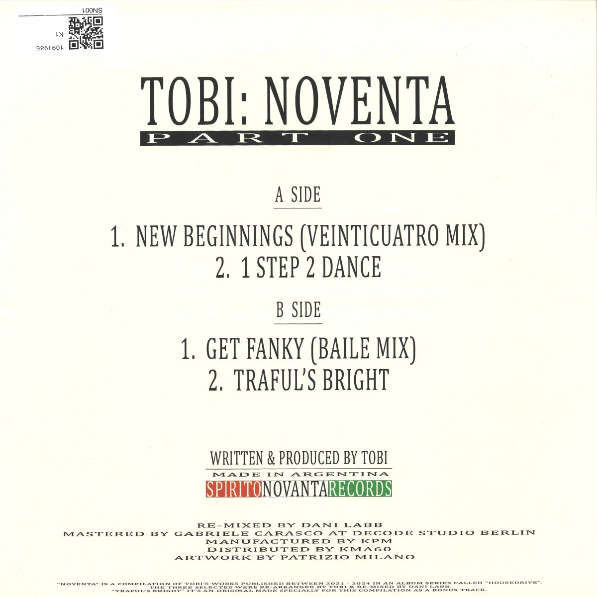 Back cover — Tobi — Noventa: Part One