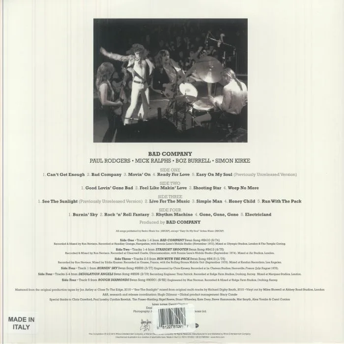 Back cover — BAD COMPANY — Rock 'N' Roll Fantasy: The Very Best Of Bad Company (Rocktober 2025)