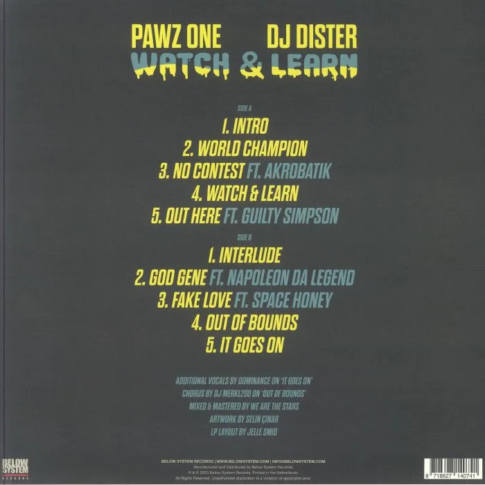 Back cover — PAWZ ONE / DJ DISTER — Watch & Learn
