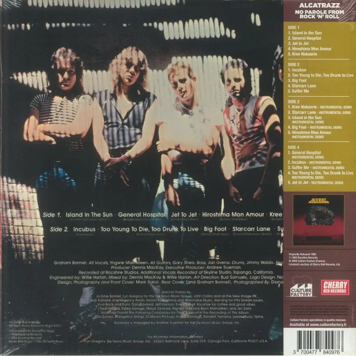 Обратная сторона обложки — ALCATRAZZ — No Parole From Rock 'N' Roll (Record Store Day RSD 2026)