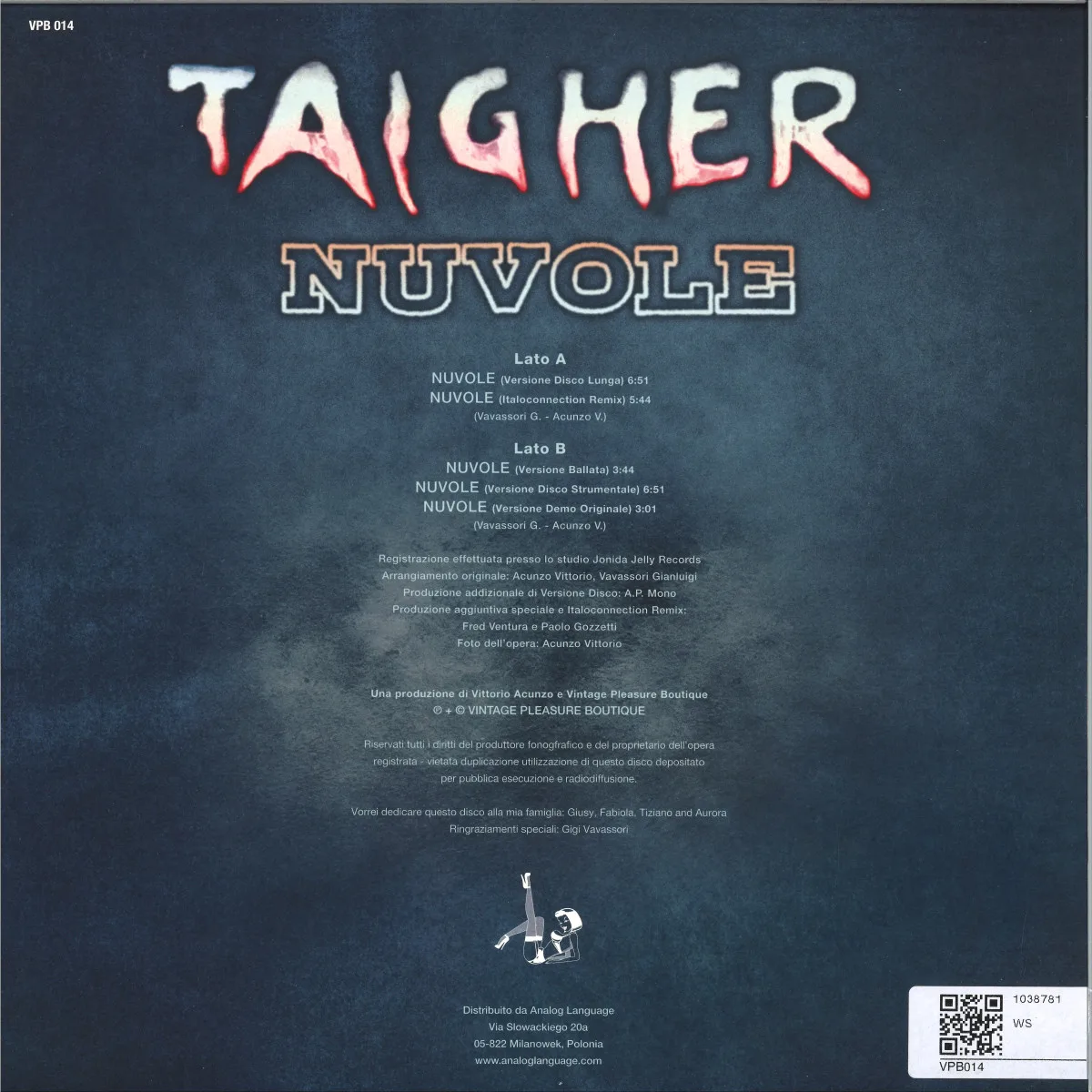 Обратная сторона обложки — Taigher — NUVOLE EP