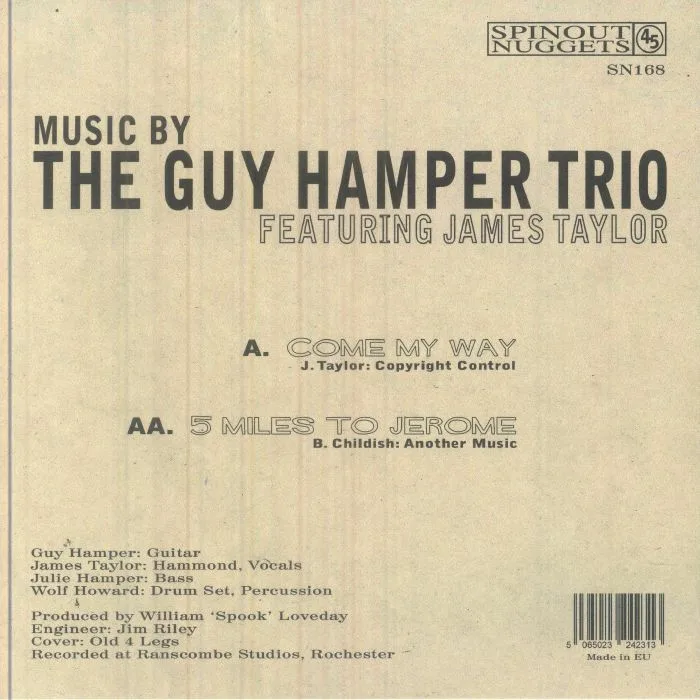 Back cover — The GUY HAMPER TRIO feat JAMES TAYLOR — Come My Way