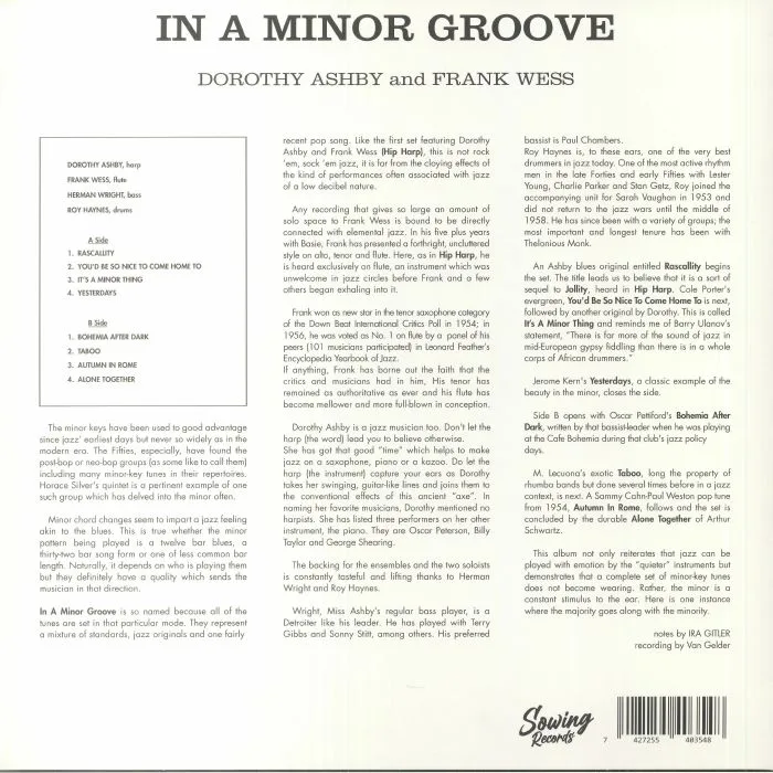 Back cover — Dorothy ASHBY / FRANK WESS — In A Minor Groove