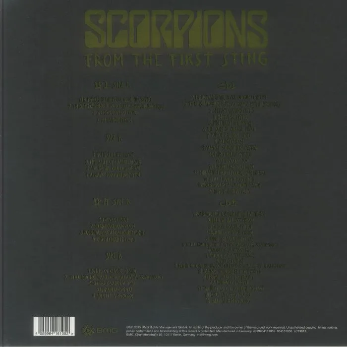Back cover — SCORPIONS — From The First Sting (60th Anniversary Edition)