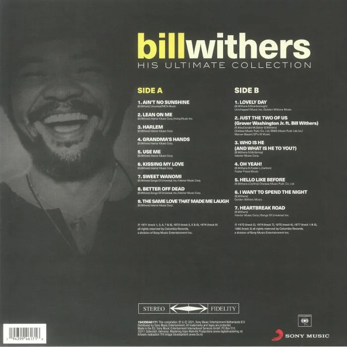 Обратная сторона обложки — Bill WITHERS — His Ultimate Collection