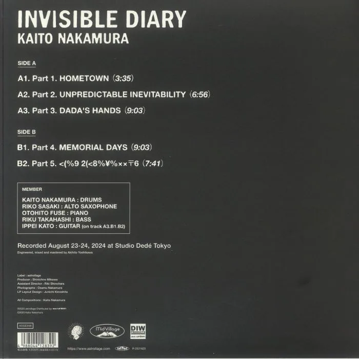 Обратная сторона обложки — Kaito NAKAMURA — Invisible Diary