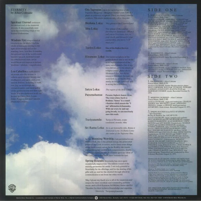 Back cover — Alice COLTRANE — Eternity (remastered)