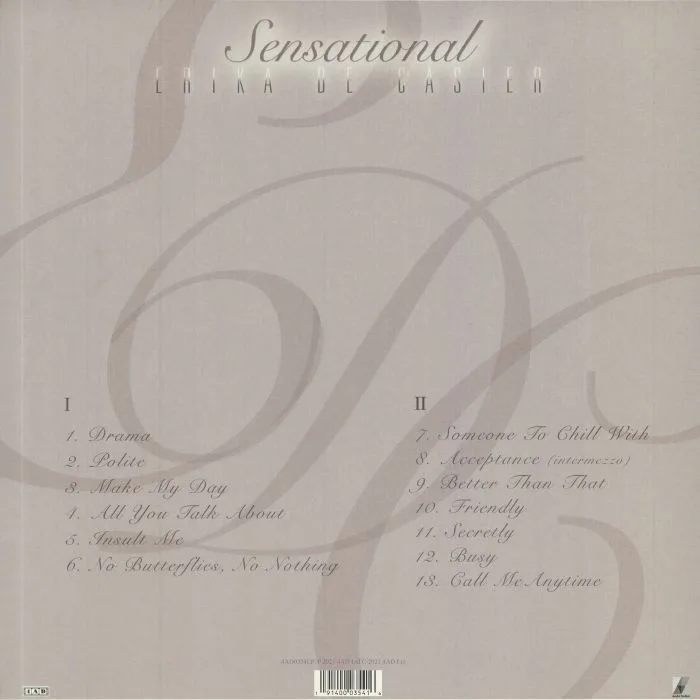 Back cover — Erika DE CASIER — Sensational
