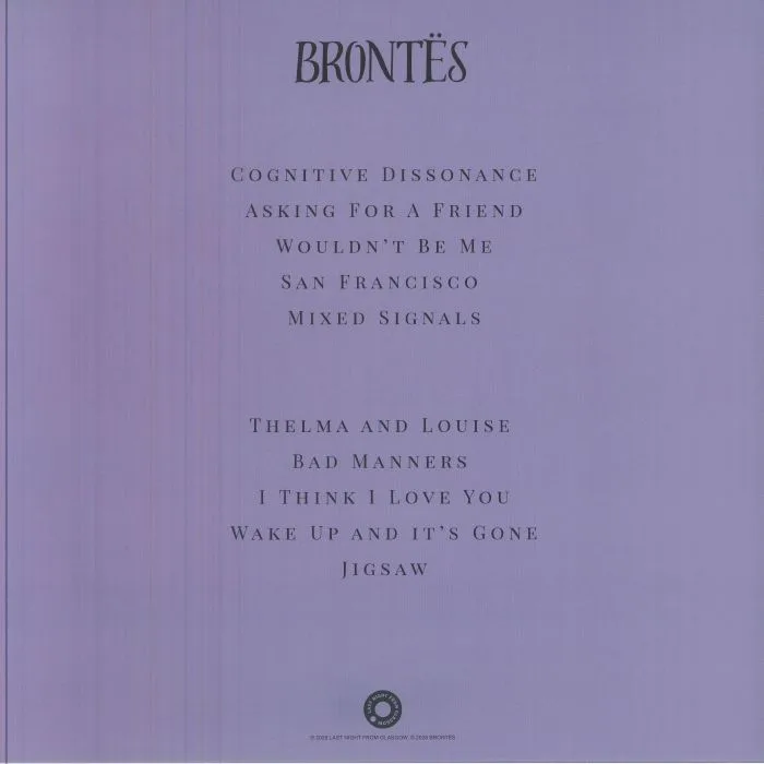 Обратная сторона обложки — BRONTES — Brontes