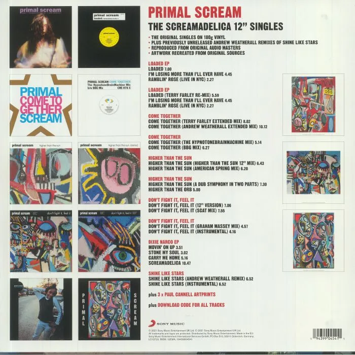 Обратная сторона обложки — PRIMAL SCREAM — The Screamadelica 12" Singles (30th Anniversary Edition)