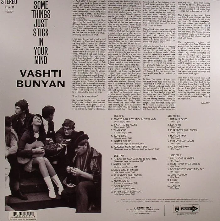 Back cover — Vashti BUNYAN — Some Things Just Stick In Your Mind - Singles & Demos 1964 To 1967