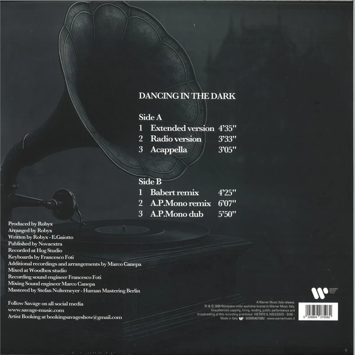 Back cover — Savage — Dancing In The Dark