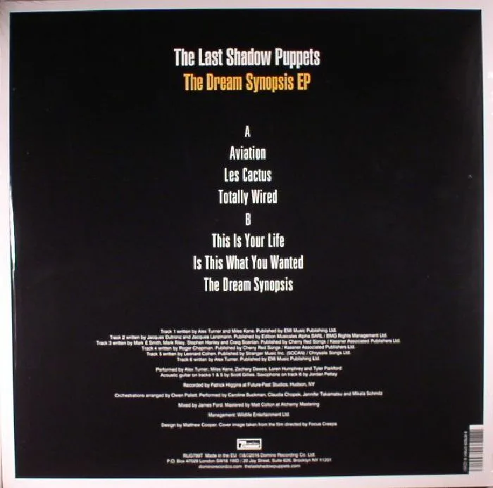 Back cover — The LAST SHADOW PUPPETS — The Dream Synopsis EP
