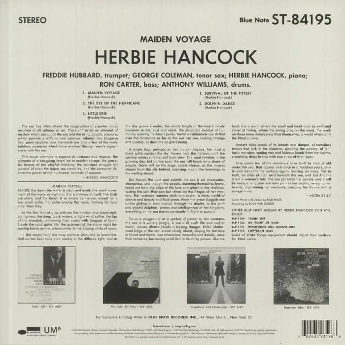 Back cover — Herbie HANCOCK — Maiden Voyage (Classic Vinyl Series)