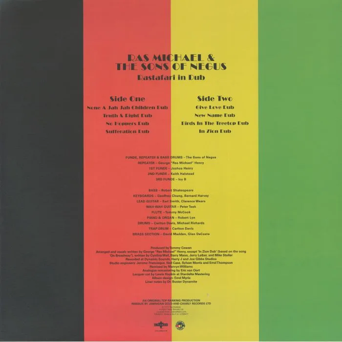 Back cover — Ras MICHAEL & THE SONS OF NEGUS — Rastafari in Dub (Deluxe Edition)