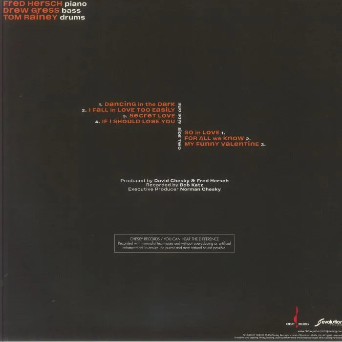 Обратная сторона обложки — The FRED HERSCH TRIO — Dancing In The Dark (reissue)