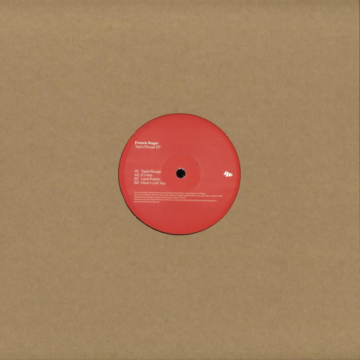 Back cover — Franck Roger — Tapis Rouge EP