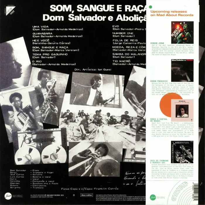Обратная сторона обложки — DOM SALVADOR E ABOLICAO — Som Sangue E Raca (reissue)