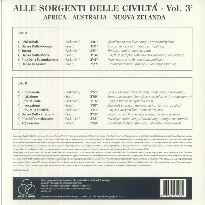Back cover — BRAEN / RASKOVICH — Alle Sorgenti Delle Civilta Vol 3
