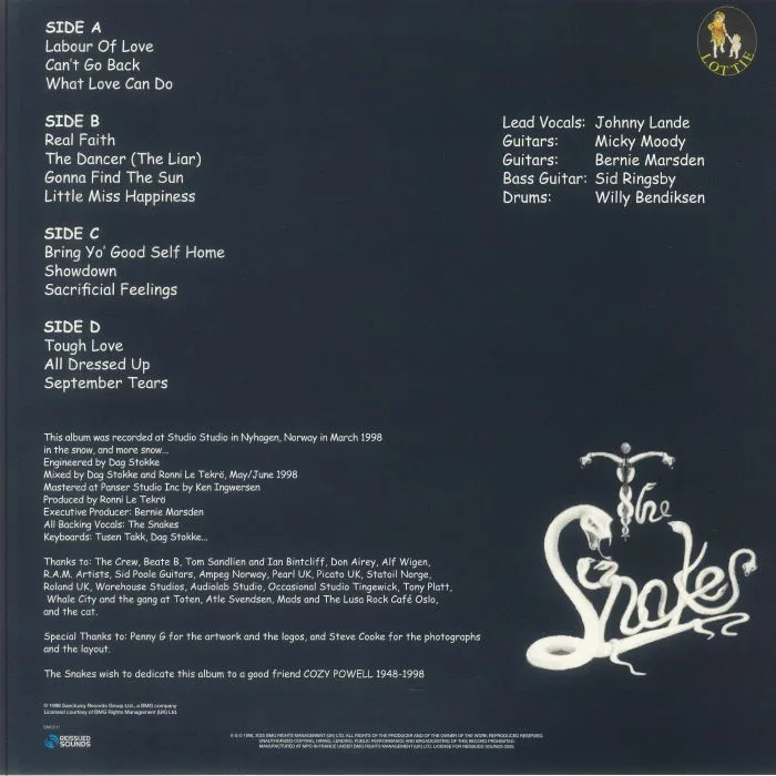 Back cover — The SNAKES — Once Bitten (reissue)