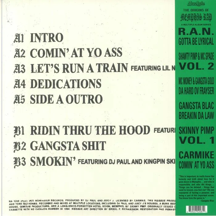 Back cover — CARMIKE — Comin' At Yo Ass