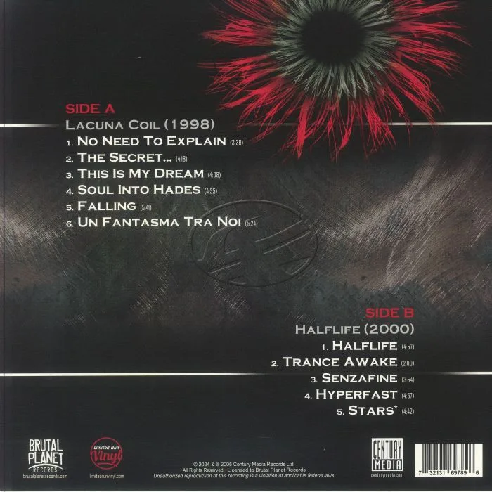 Back cover — LACUNA COIL — The EPs: Lacuna Coil / Halflife (Collector's Edition) (reissue)