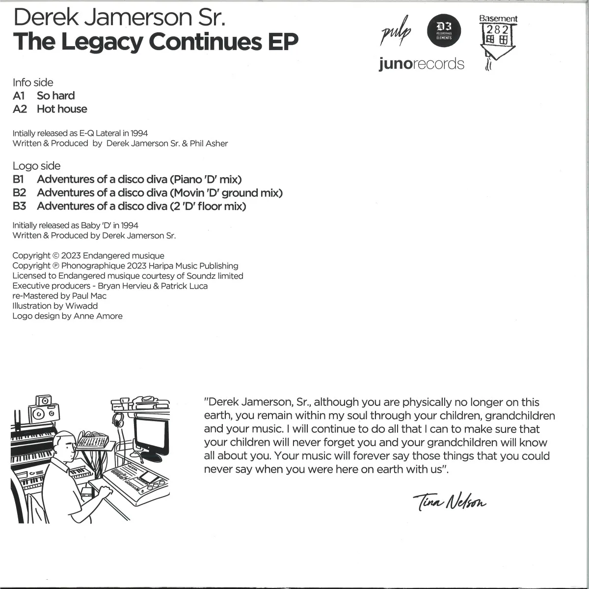 Обратная сторона обложки — Derek Jamerson Sr — The Legacy Continues EP