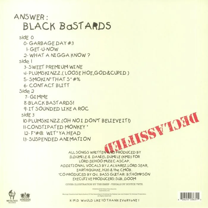 Back cover — KMD — Black Bastards (reissue)