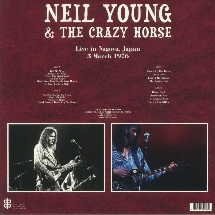 Back cover — Neil YOUNG / THE CRAZY HORSE — Live in Nagoya Japan: 3rd March 1976