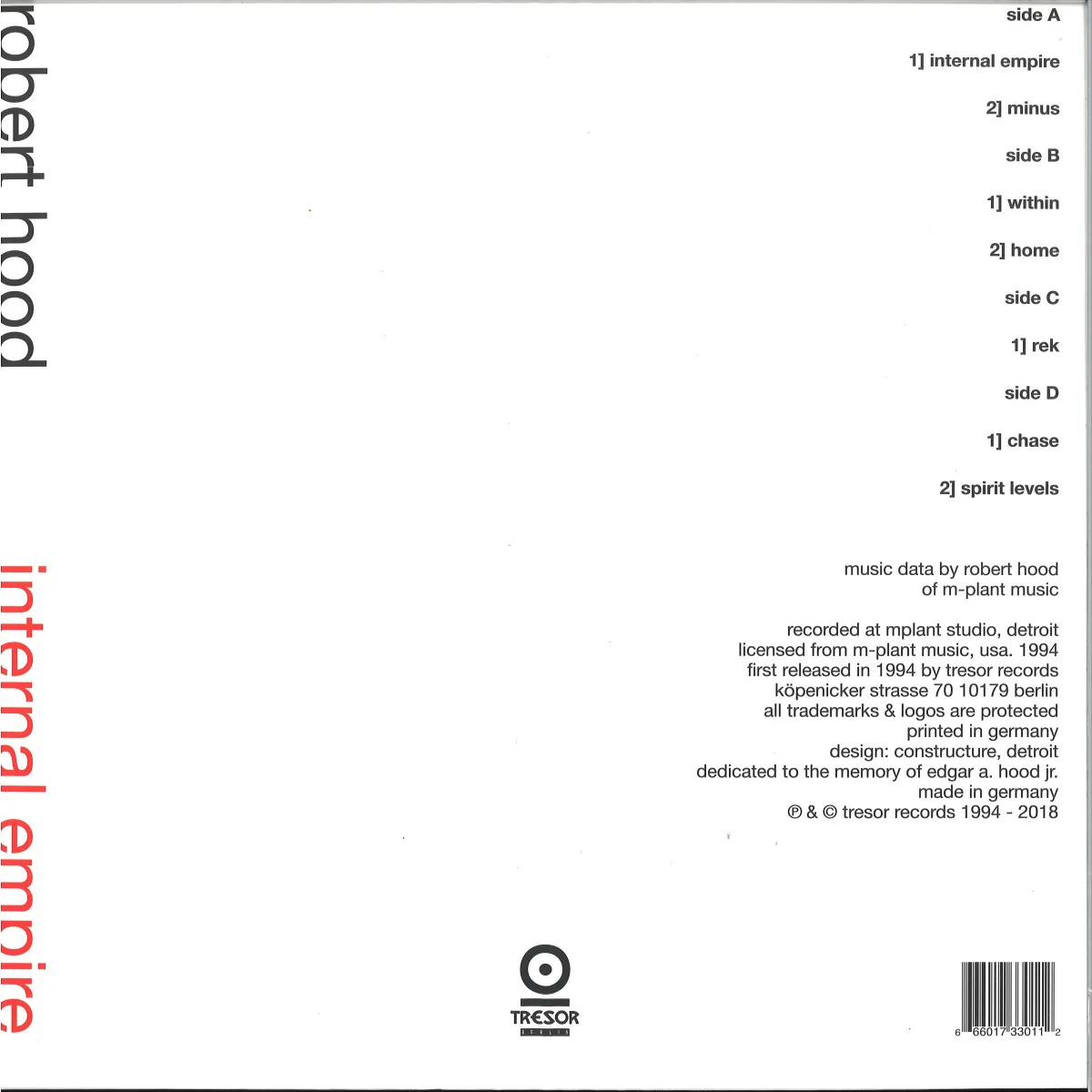 Back cover — Robert Hood — Internal Empire LP 2x12"