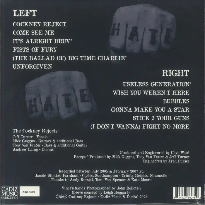 Back cover — COCKNEY REJECTS — Unforgiven