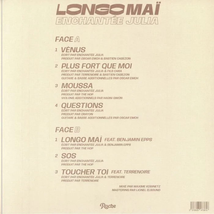 Back cover — ENCHANTEE JULIA — Longo Mai